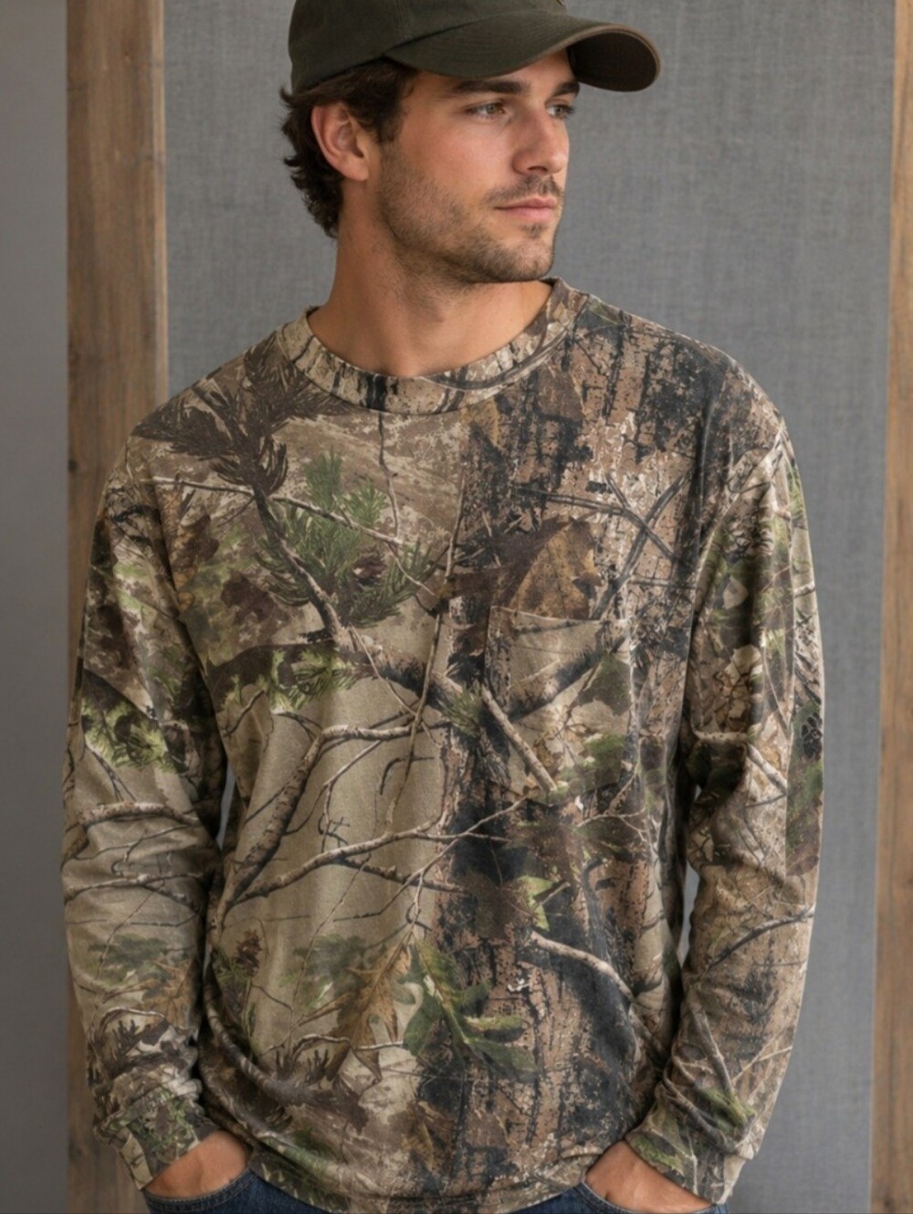 Men's Woodland Camo Casual Button Down Shirt